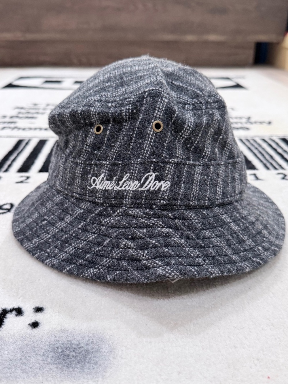 Aime Leon Dore Wool Heritage Bucket Hat - Gray Charcoal Stripe - L/XL